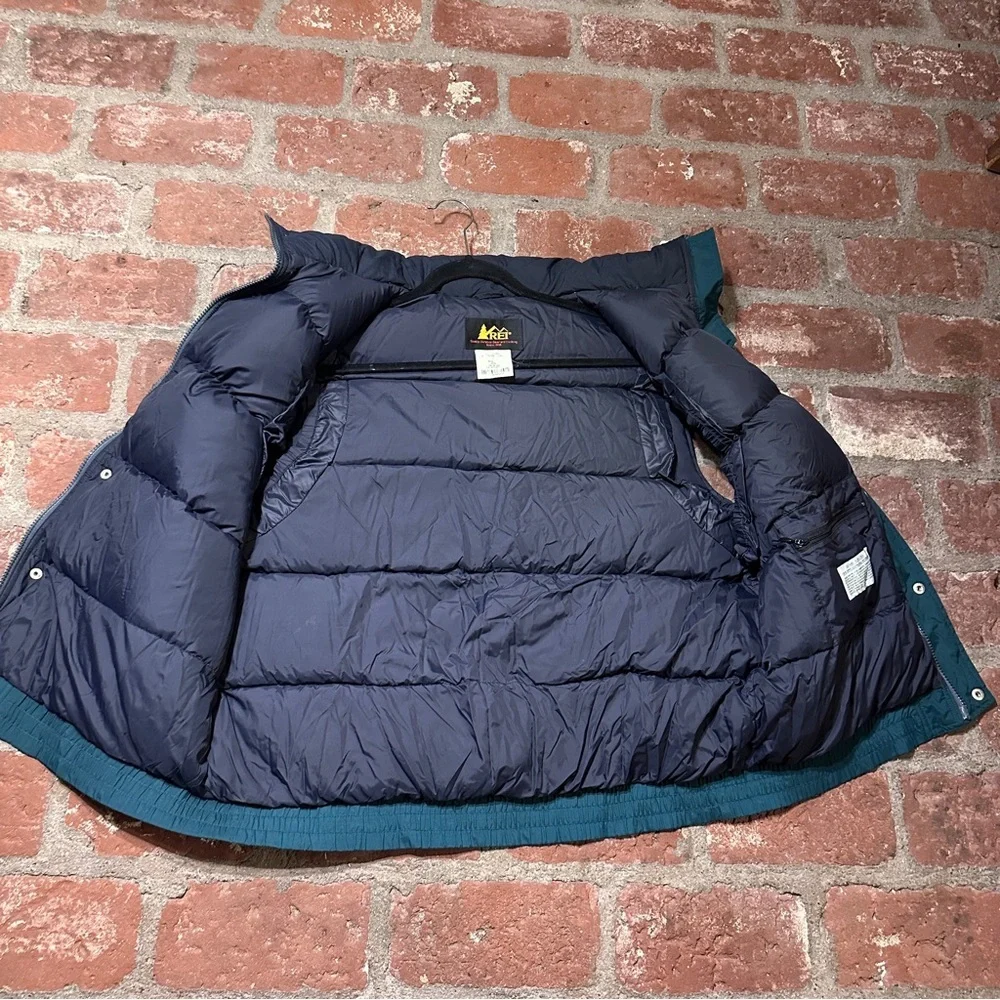 Men's Forest Green Vintage 90s REI Down Puffer Vest XL Outdoor Camping Hiking